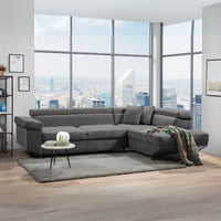 Divano con funzione letto e penisola contenitore destra Denver grigio tessuto Degas92