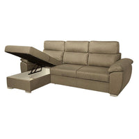 Divano con penisola contenitore cappuccino ComoII tessuto giulia9703