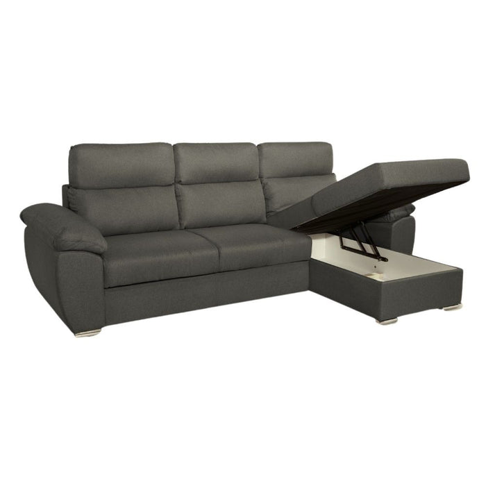 Divano con penisola contenitore grigio ComoII tessuto giulia9713