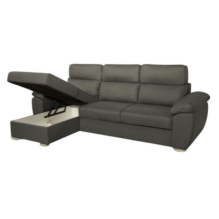 Divano con penisola contenitore grigio ComoII tessuto giulia9713