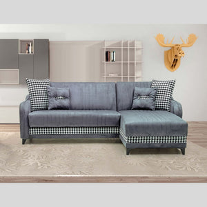 Divano con penisola contenitore reversibile 246x138x92 H Laos colore grigio