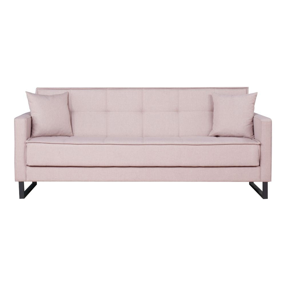 Divano funzione letto e contenitore Legen 3 Posti in vellutino rosa antico 210x85x87H