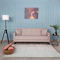 Divano funzione letto e contenitore Legen 3 Posti in vellutino rosa antico 210x85x87H