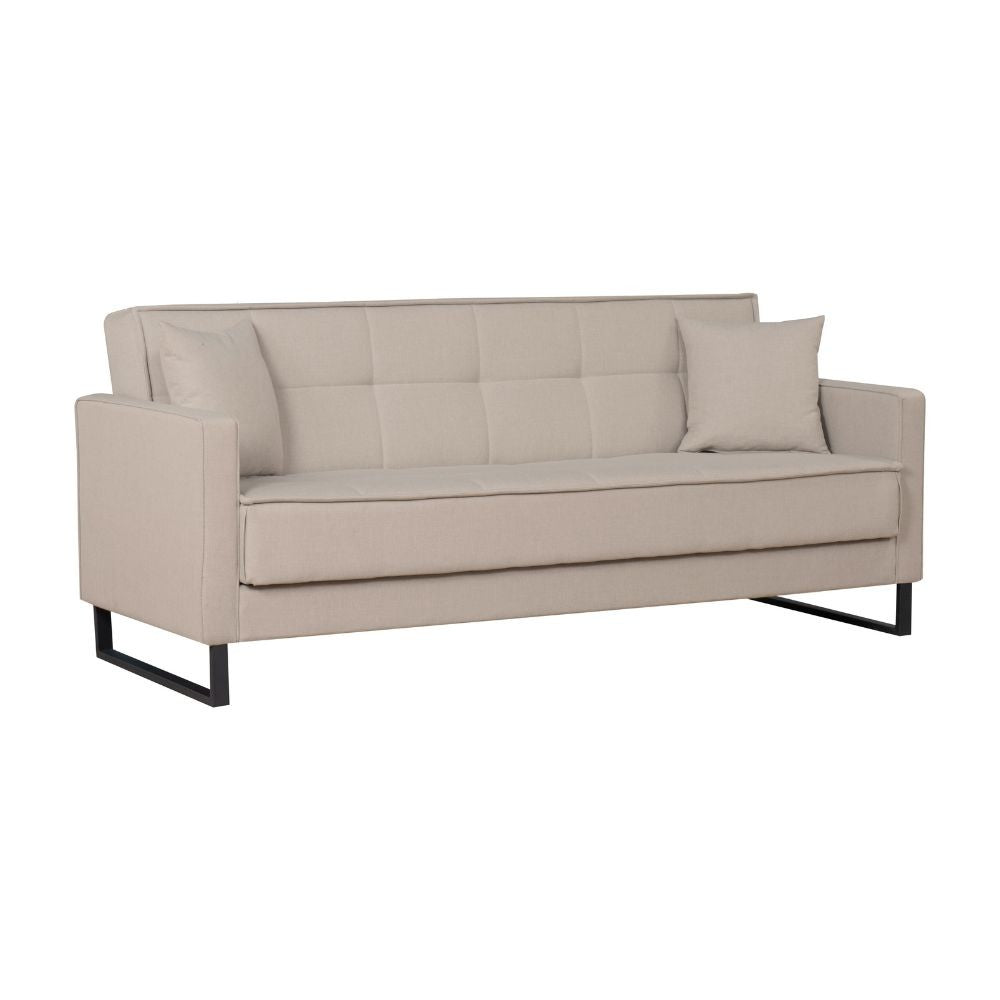 Divano funzione letto e contenitore Legen 3 Posti in vellutino tortora 210x85x87H