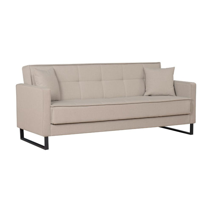 Divano funzione letto e contenitore Legen 3 Posti in vellutino tortora 210x85x87H