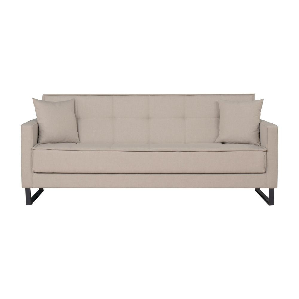 Divano funzione letto e contenitore Legen 3 Posti in vellutino tortora 210x85x87H