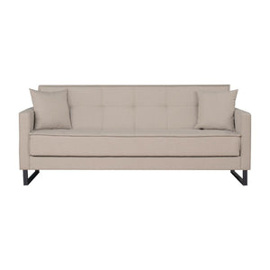 Divano funzione letto e contenitore Legen 3 Posti in vellutino tortora 210x85x87H