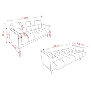 Divano funzione letto e contenitore Legen 3 Posti in vellutino verde oliva 210x85x87H