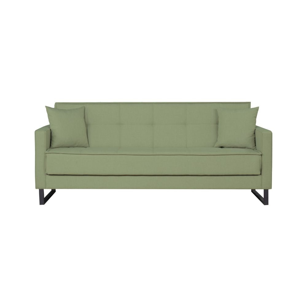 Divano funzione letto e contenitore Legen 3 Posti in vellutino verde oliva 210x85x87H