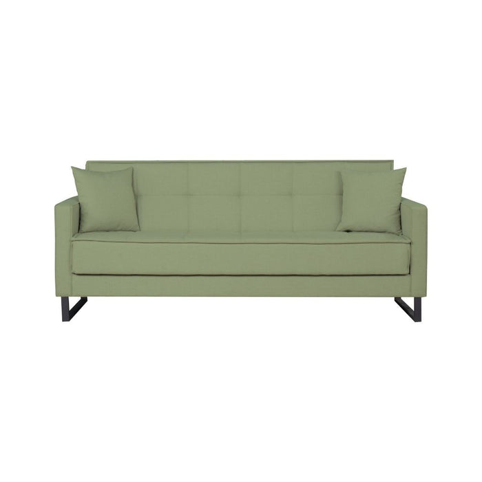 Divano funzione letto e contenitore Legen 3 Posti in vellutino verde oliva 210x85x87H