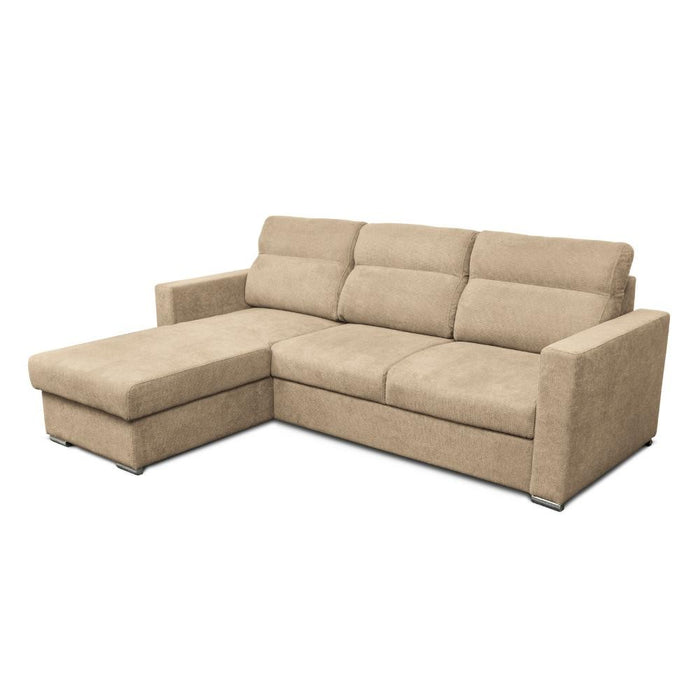 Divano Kendall con penisola reversibile letto estraibile colore cappuccino