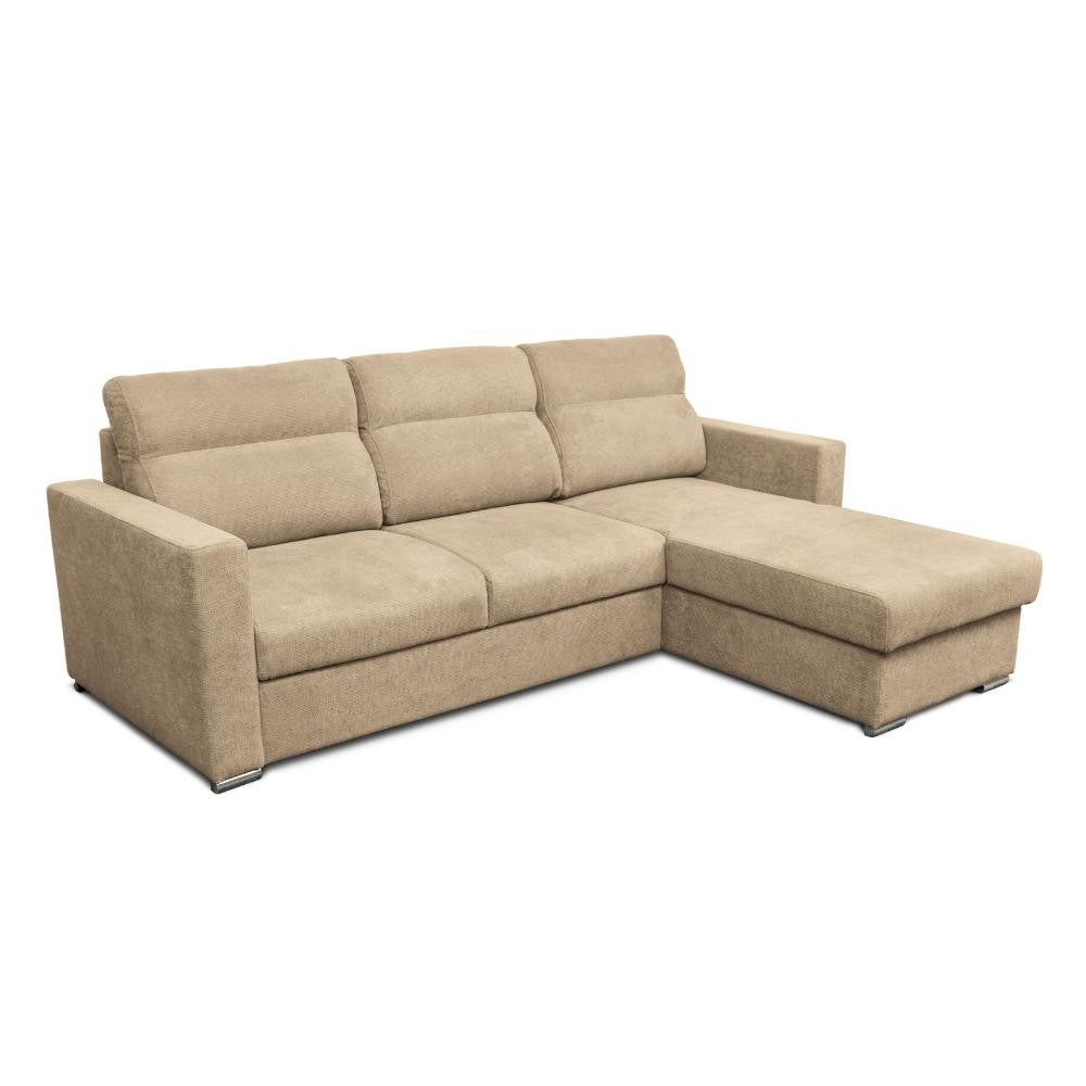 Divano Kendall con penisola reversibile letto estraibile colore cappuccino