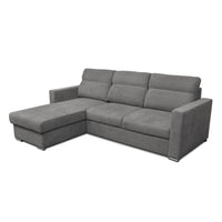 Divano Kendall con penisola reversibile letto estraibile colore grigio