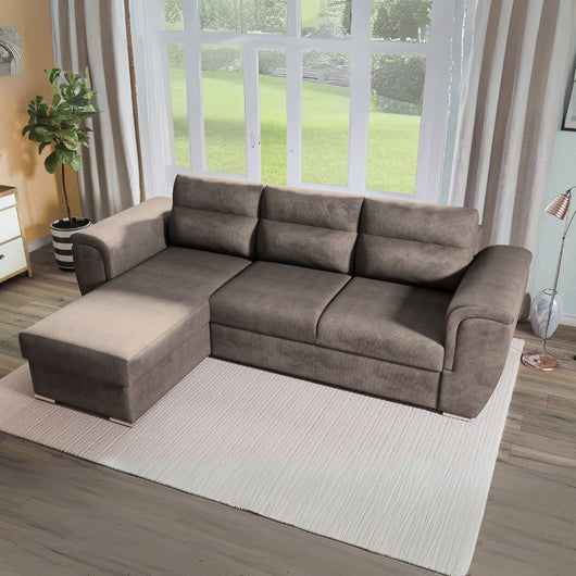 Divano Kendall2 penisola reversibile letto estraibile colore cappuccino 273x177x95H