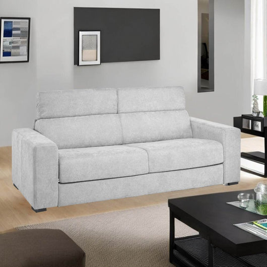 Divano letto 3 posti Crien tessuto Luna grigio chiaro 205x97x83H