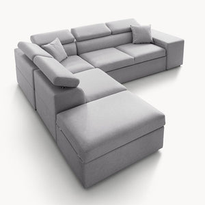 Divano letto angolare reversibile NewBelen grigio pouf contenitore 280x230x77H