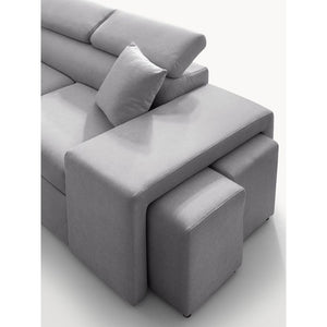 Divano letto angolare reversibile NewBelen grigio pouf contenitore 280x230x77H