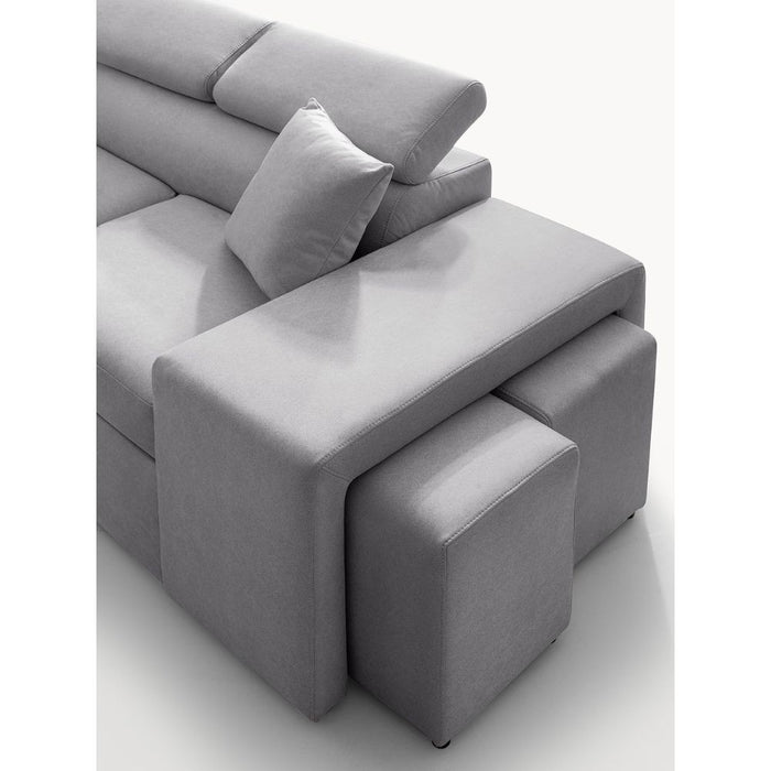 Divano letto angolare reversibile NewBelen grigio pouf contenitore 280x230x77H