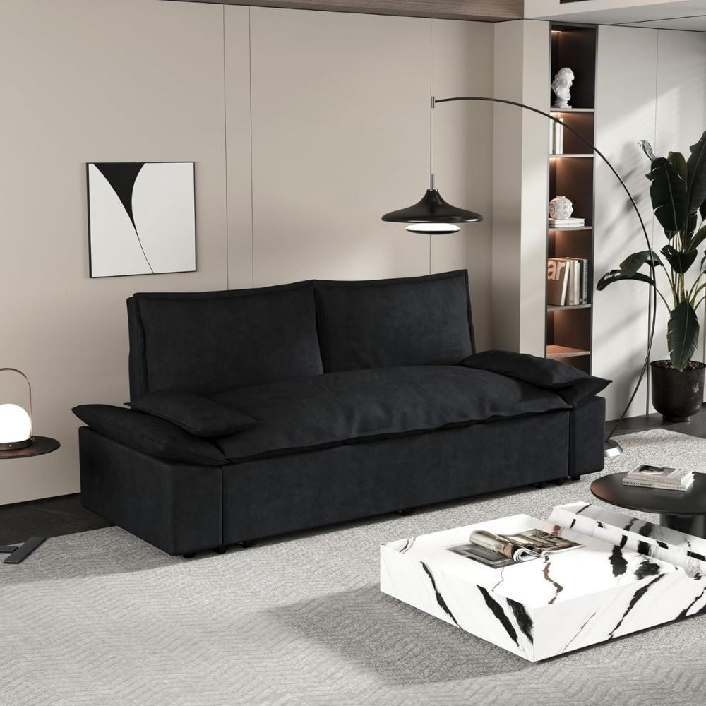 Divano letto Belly 2 posti colore nero 185x85x85H