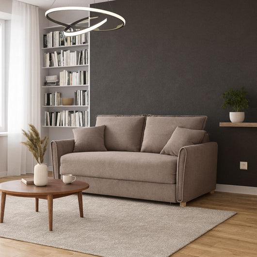 Divano Letto Cassie 3 posti tessuto tortora 176x93x97H: Stile, Comfort e Funzionalità