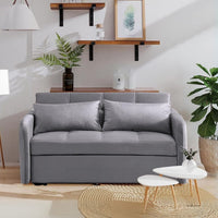 Divano letto Clorene in velluto grigio con porta USB e tasca laterale 140,5x94,5x82H