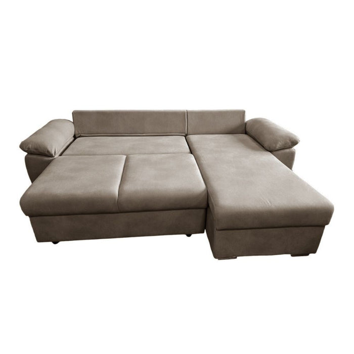 Divano Letto con penisola reversibile e contenitore Alberta colore cappuccino 260x182x89H