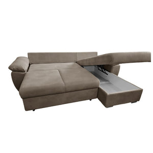 Divano Letto con penisola reversibile e contenitore Alberta colore cappuccino 260x182x89H