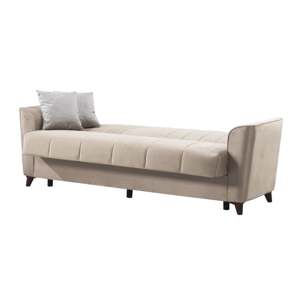 Divano letto Duca 3 posti crema con contenitore e funzione letto 223x86x89H