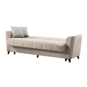 Divano letto Duca 3 posti crema con contenitore e funzione letto 223x86x89H