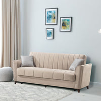 Divano letto Duca 3 posti crema con contenitore e funzione letto 223x86x89H