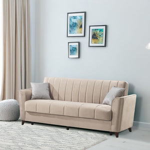 Divano letto Duca 3 posti crema con contenitore e funzione letto 223x86x89H