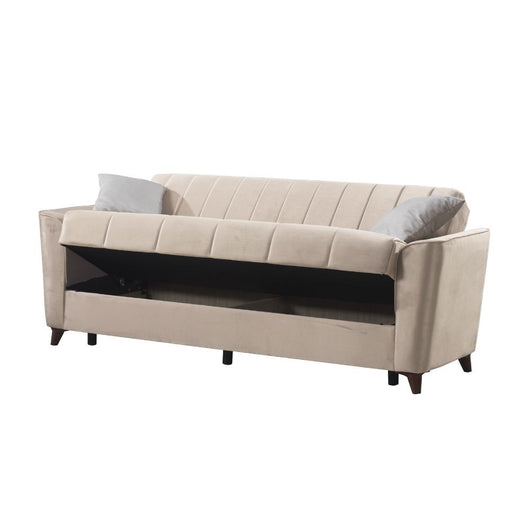 Divano letto Duca 3 posti crema con contenitore e funzione letto 223x86x89H