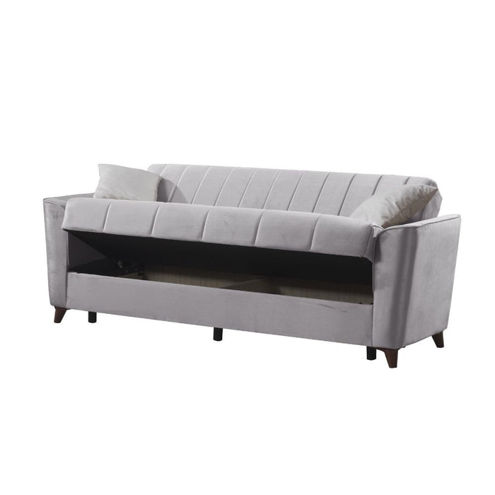 Divano letto Duca 3 posti grigio con contenitore e funzione letto 223x86x89H