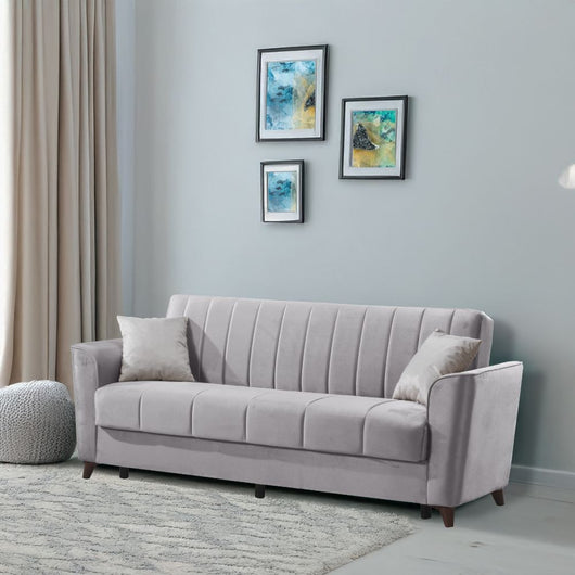 Divano letto Duca 3 posti grigio con contenitore e funzione letto 223x86x89H