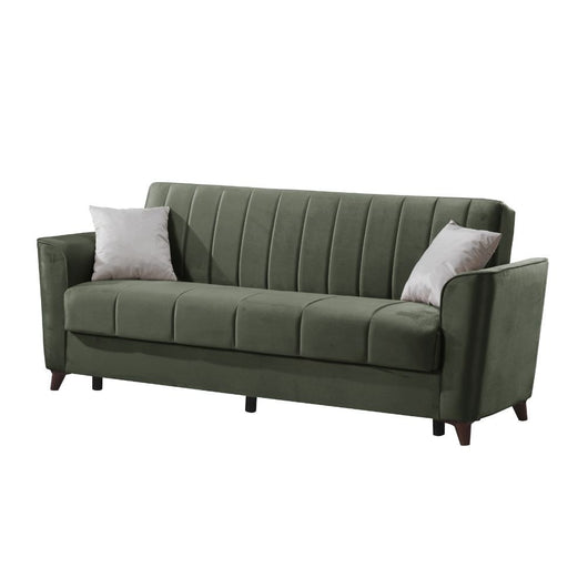 Divano letto Duca 3 posti verde con contenitore e funzione letto 223x86x89H