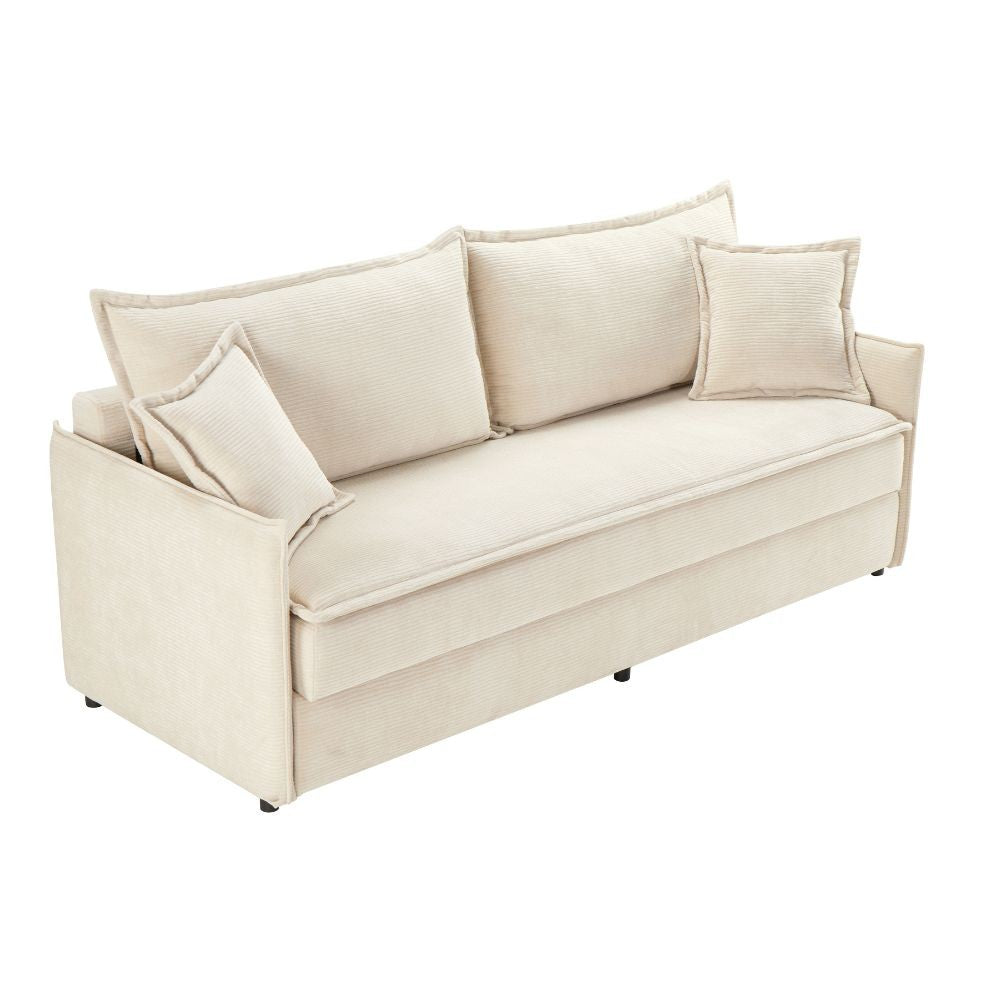 Divano Letto Ghide colore panna 217x86x95H:Comfort e Funzionalità