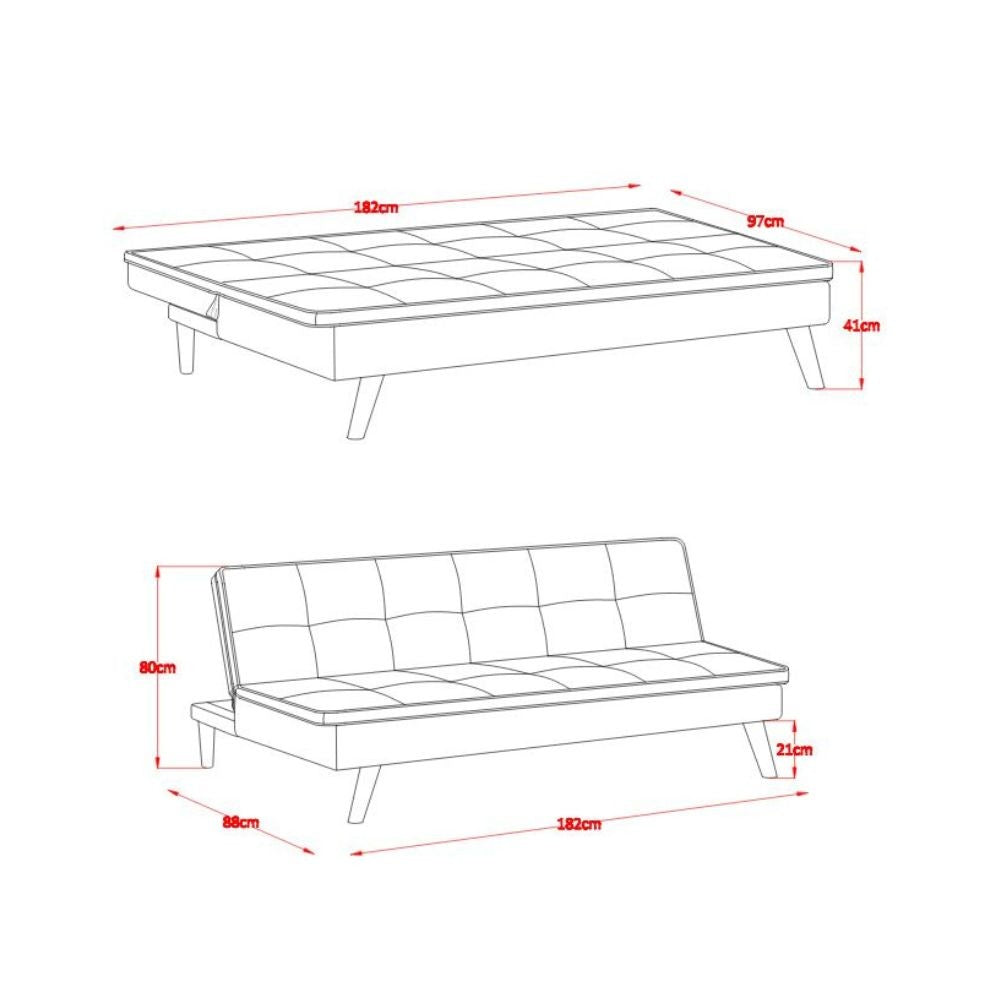 Divano letto Lunaria 3 posti colore crema design moderno 182x88x80H