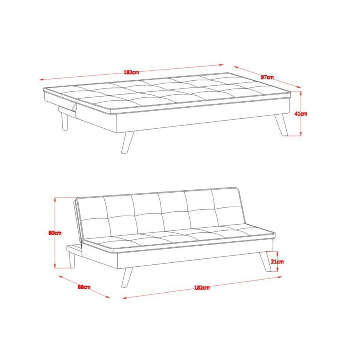 Divano letto Lunaria 3 posti colore crema design moderno 182x88x80H