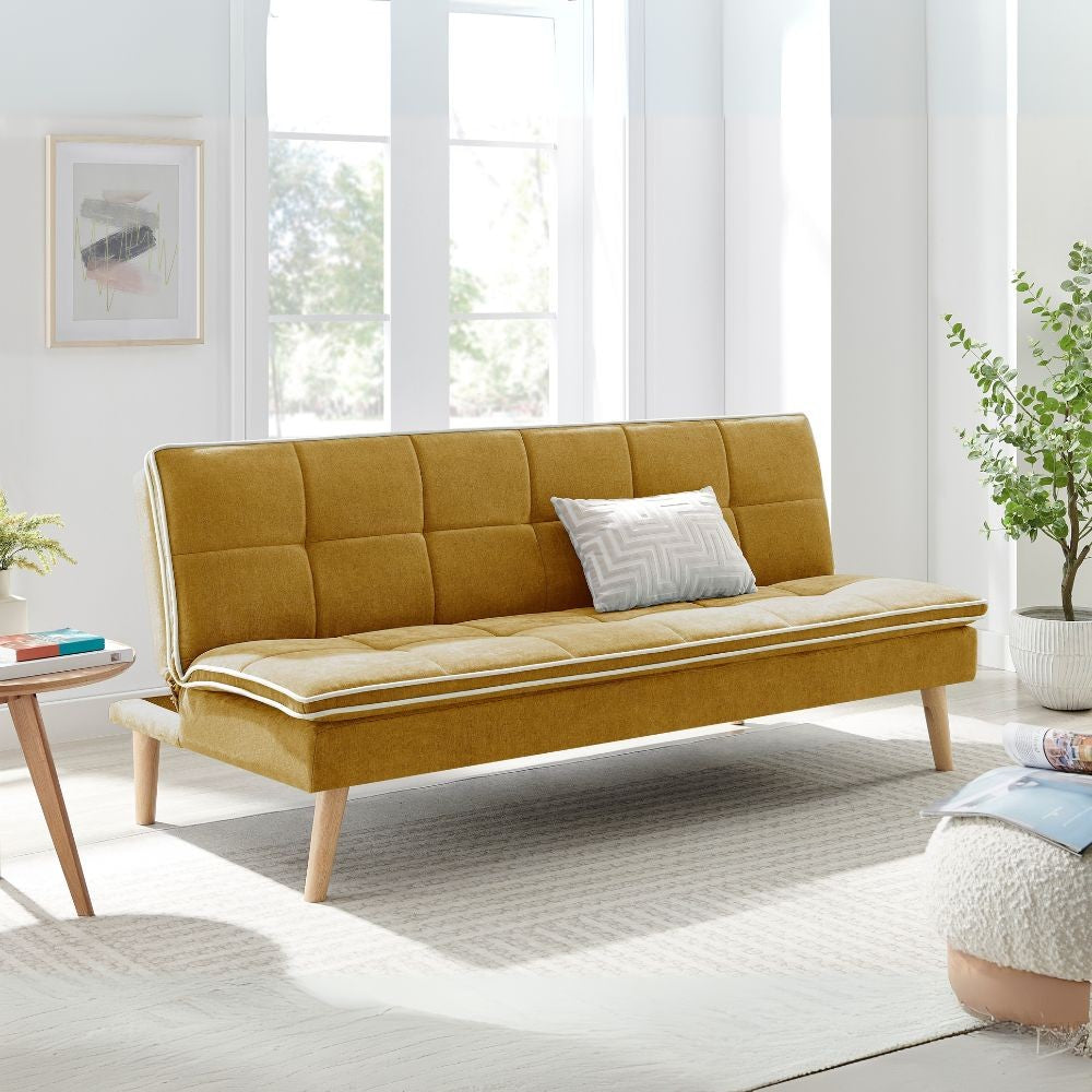 Divano letto Lunaria 3 posti colore senape design moderno 182x88x80HE