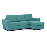 Divano letto penisola Reversibile Aston con contenitore in tessuto turchese 251.5x159.5x86H