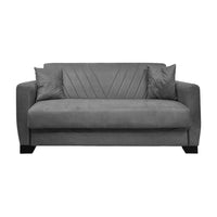 Divano letto Rianna 2 posti con contenitore in tessuto grigio 146x82x85H