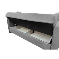 Divano letto Rianna 2 posti con contenitore in tessuto grigio 146x82x85H