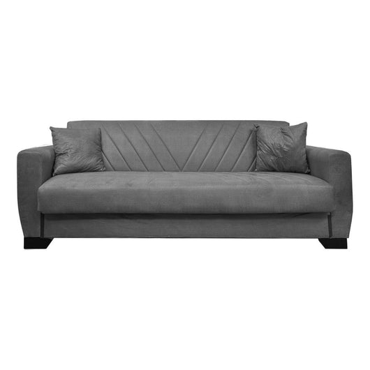Divano letto Rianna 3 posti con contenitore in tessuto grigio 206x82x85H