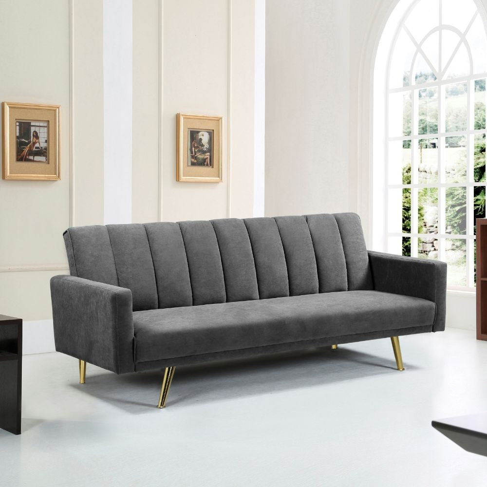 Divano letto tessuto grigio Issyk 198x86x81h