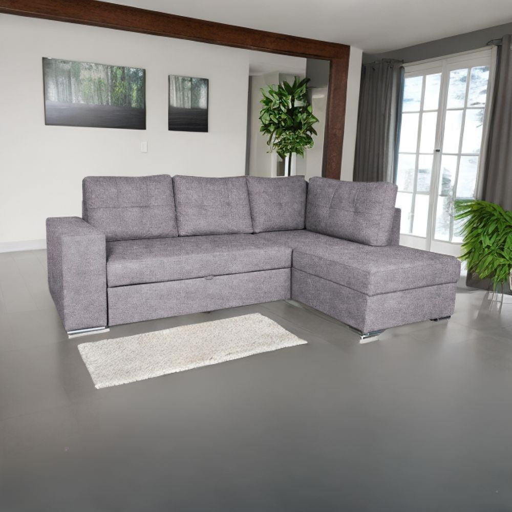 Divano penisola destra letto estraibile Athens colore grigio chiaro