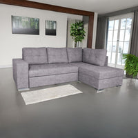 Divano penisola destra letto estraibile Athens colore grigio chiaro