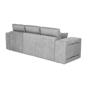 Divano penisola reversibile con funzione letto e pouf colore grigio chiaro Lilo 266x153x98H