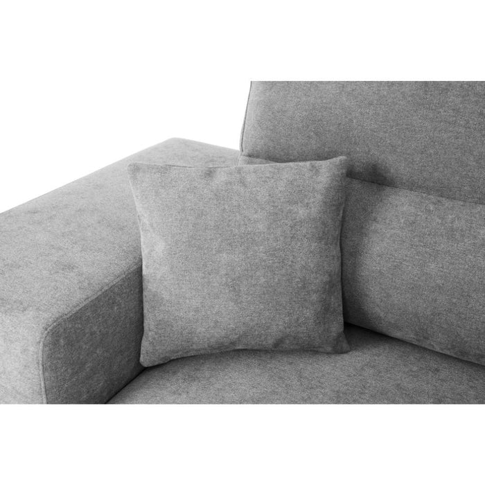 Divano penisola reversibile con funzione letto e pouf colore grigio chiaro Lilo 266x153x98H