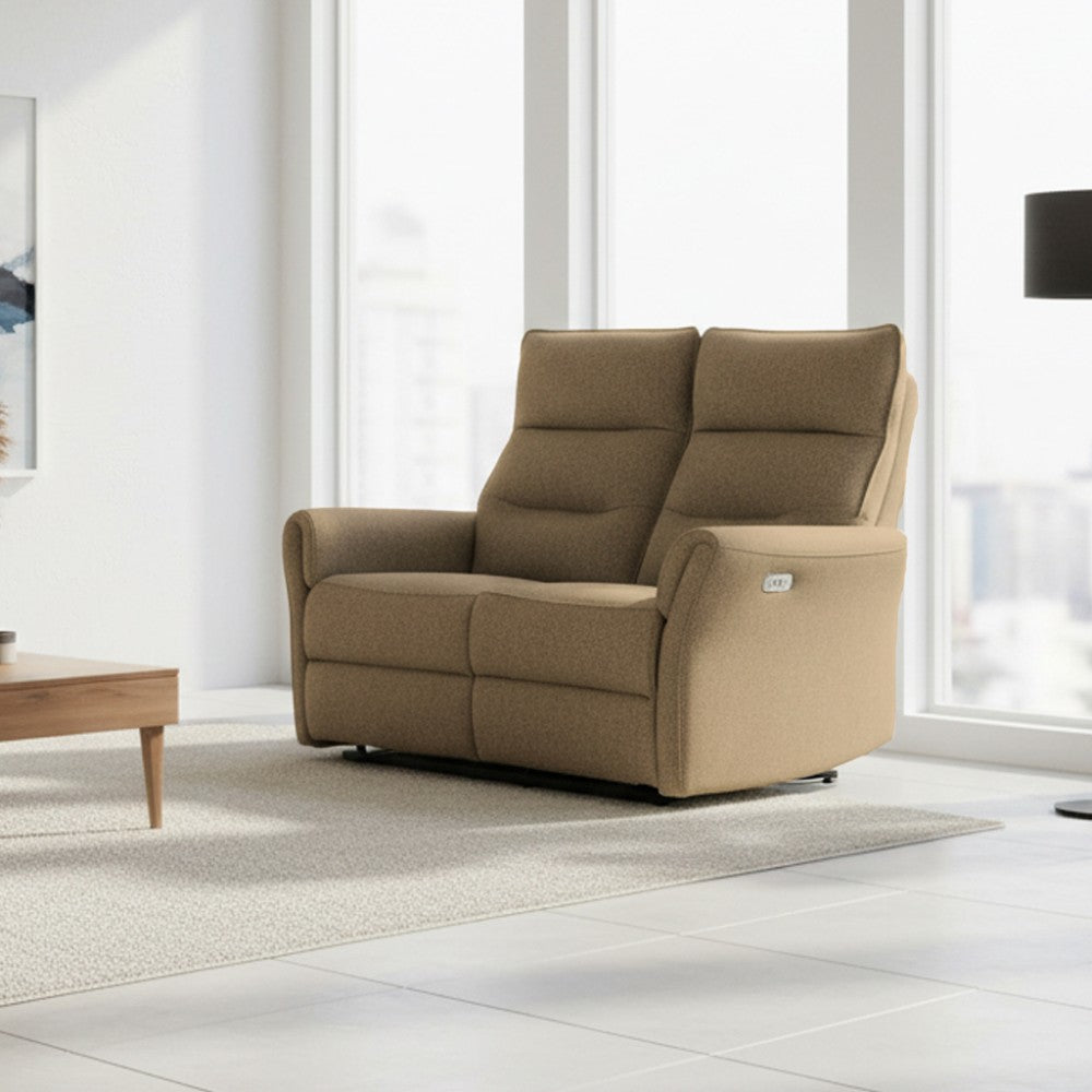 Divano recliner Softwave 2 posti elettrico in tessuto camel 134 cm