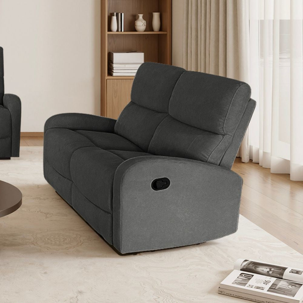Divano relax 2 posti recliner Potter in tessuto grigio scuro
